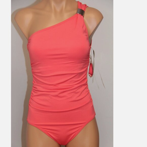New Coco Reef Swimsuit Bikini 1 one piece Sz 8 cup one shoulder cora lion - Picture 2 of 7